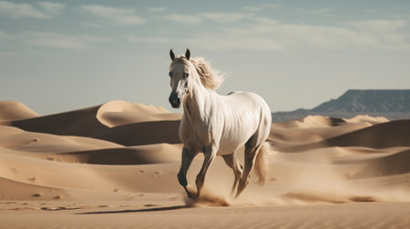 砂漠で野生の馬を疾走の写真素材・画像素材 Image 207457634